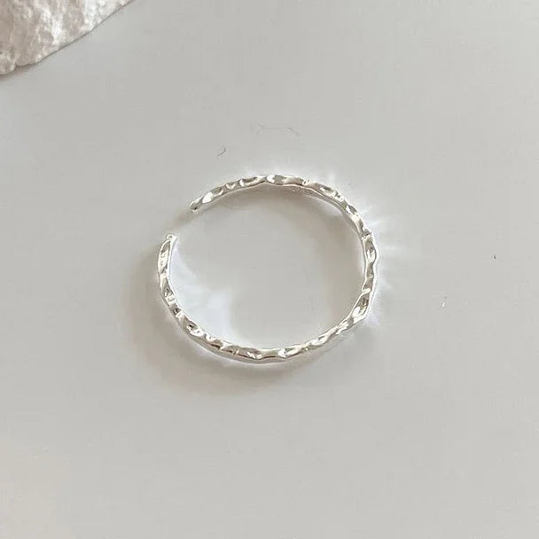 Real 925 Sterling Silver Minimalist Geometric Round Rings for Women Trendy Fine Jewelry Opening Irregular Accessories Buyfinity