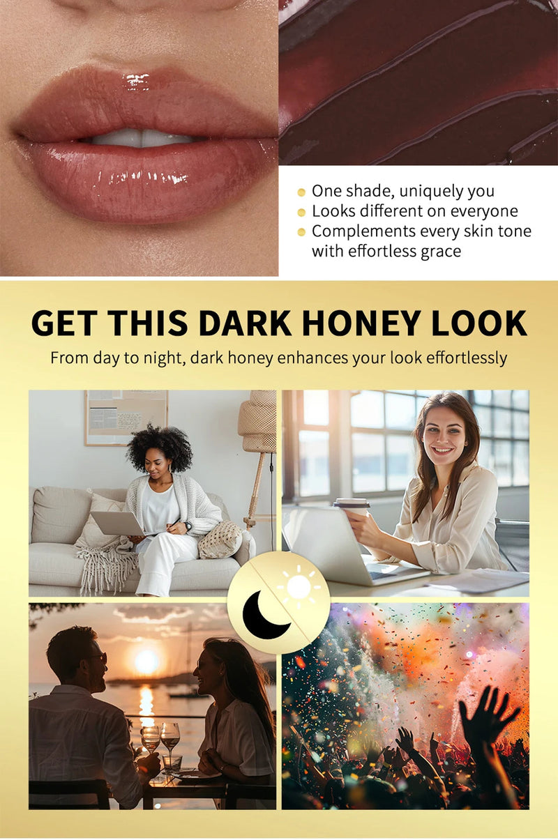 Black Honey Lipstick Long Lasting Moisturizing Natural Lip Plumper Makeup Lip Plumping Gloss Cosmetics Exfoliating for Lip Buyfinity