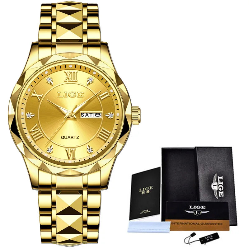 LIGE Casual Sport Watch Ladies Top Luxury All Steel Waterproof Quartz Watches For Women Fashion Gold Watch Women Montres Femmes Buyfinity