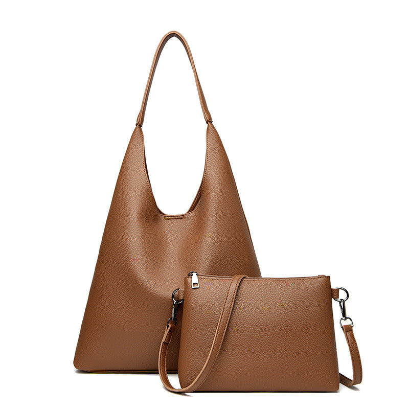 Retro Large Capacity Shoulder Bag Soft Leather Underarm Crossbody Bag Buyfinity