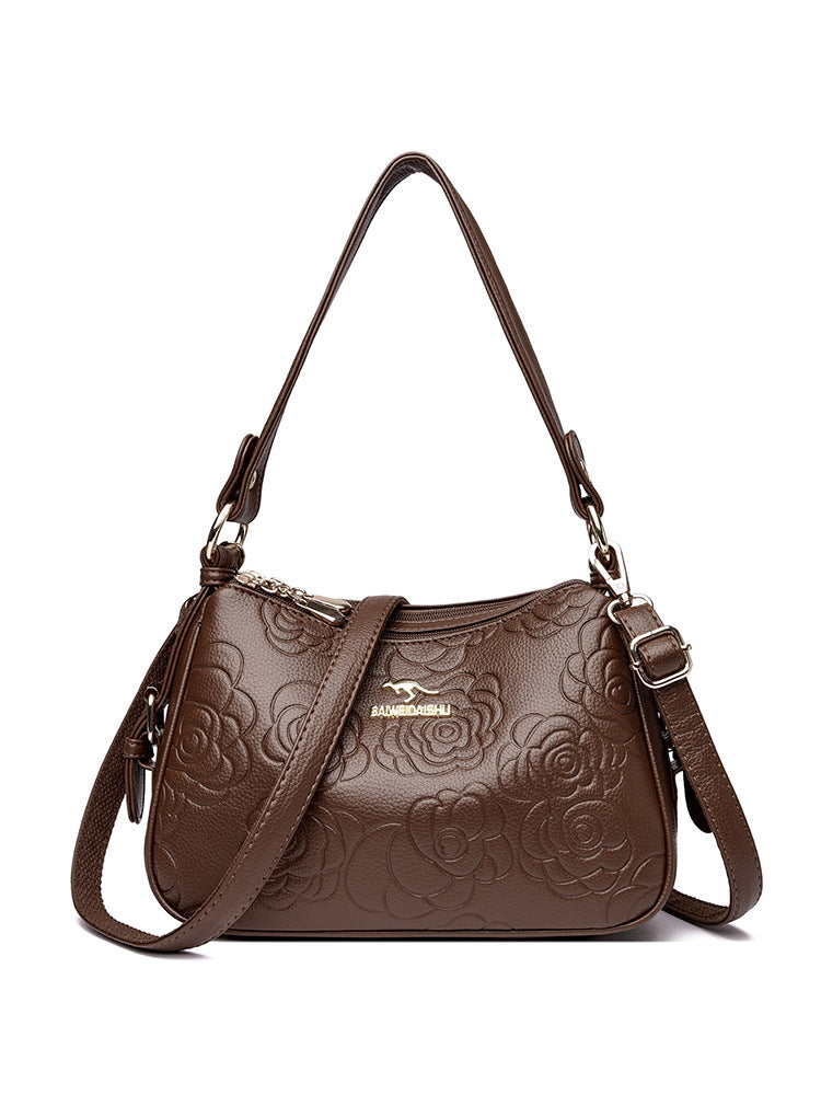 Soft Leather Textured Ethnic Style Simple Versatile Large Capacity Shoulder Messenger Bag Buyfinity