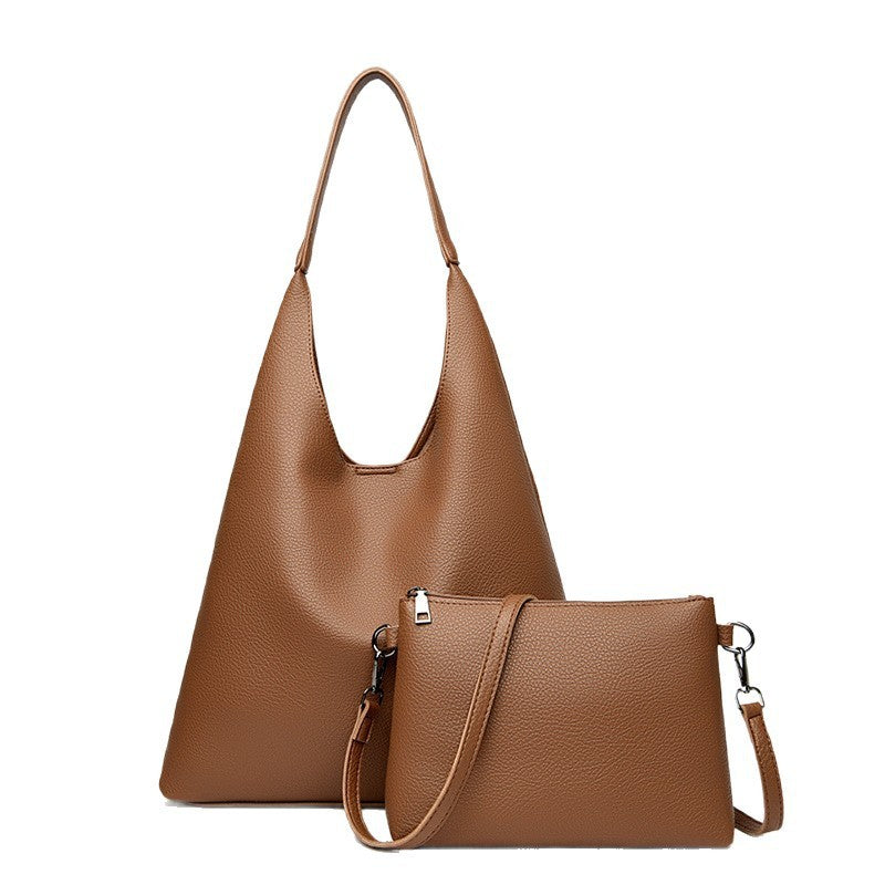 Retro Large Capacity Shoulder Bag Soft Leather Underarm Crossbody Bag Buyfinity